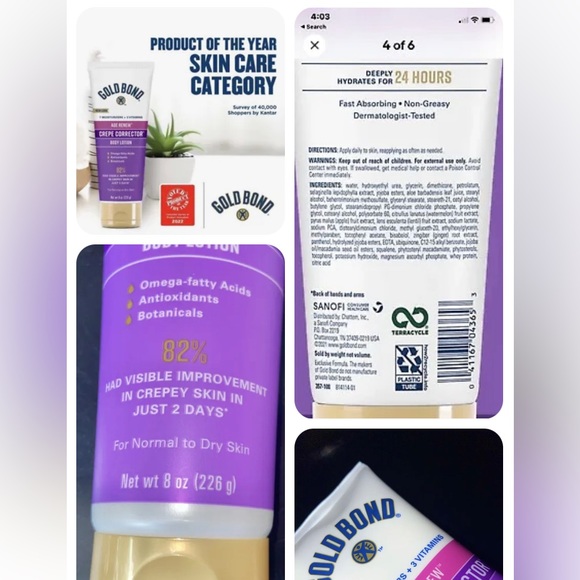 NEW Gold Bond Cream, Age Defense Body Crepe Corrector, 8oz Smoothing Formula NEW - Picture 3 of 3